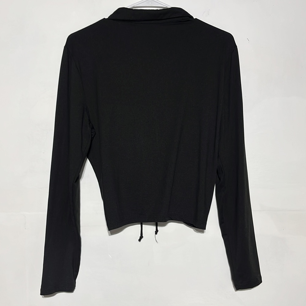Fashion Nova Black Analisa Collared Ruched Long Sleeve Blouse Size 1X - Picture 8 of 8